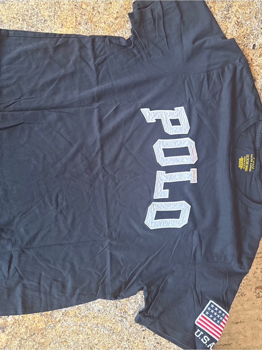 LG Polo Navy Graphic Tee with USA Sleeve Patch